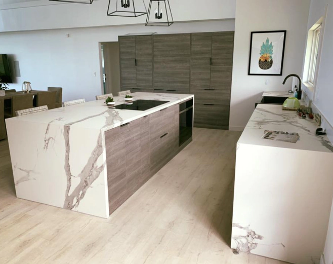 kitchen with marble countertops